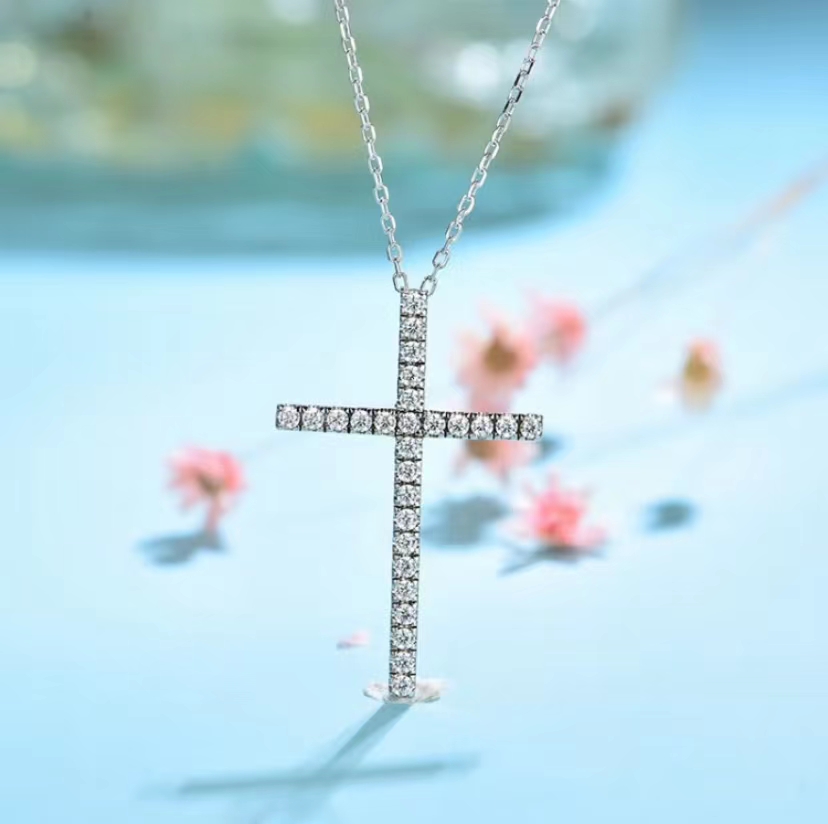 Full Diamond Cross Necklace, love me in my heart
