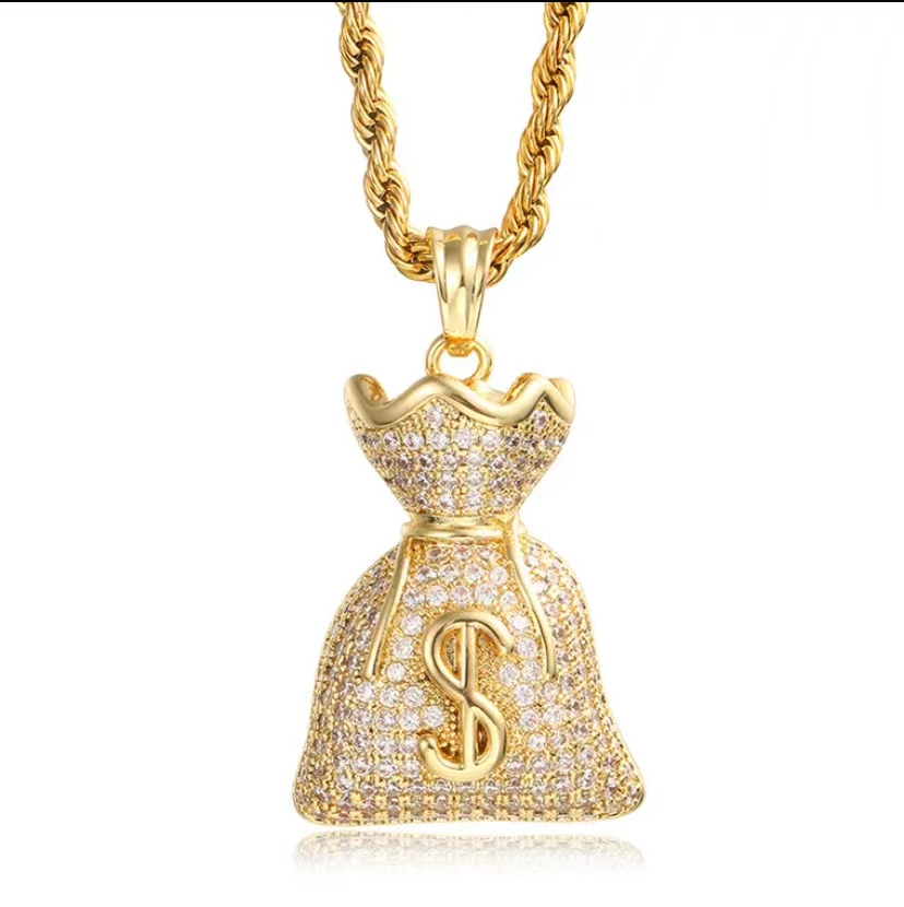 Hip-hop style fu bag pendant necklace, every detail is a classic