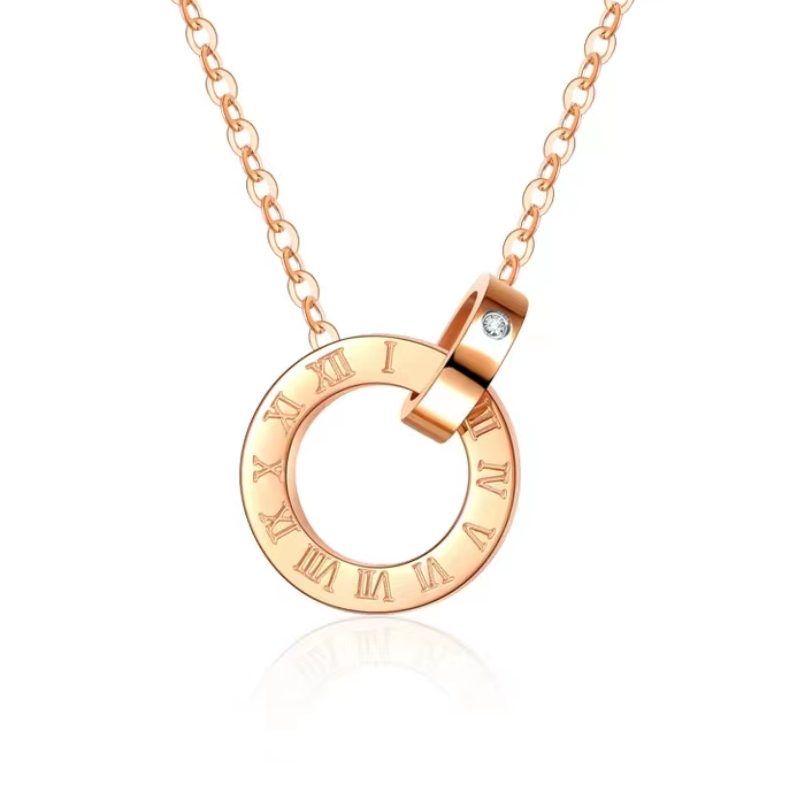 Double round rose gold pendant love is a circle that begins with you and ends with you