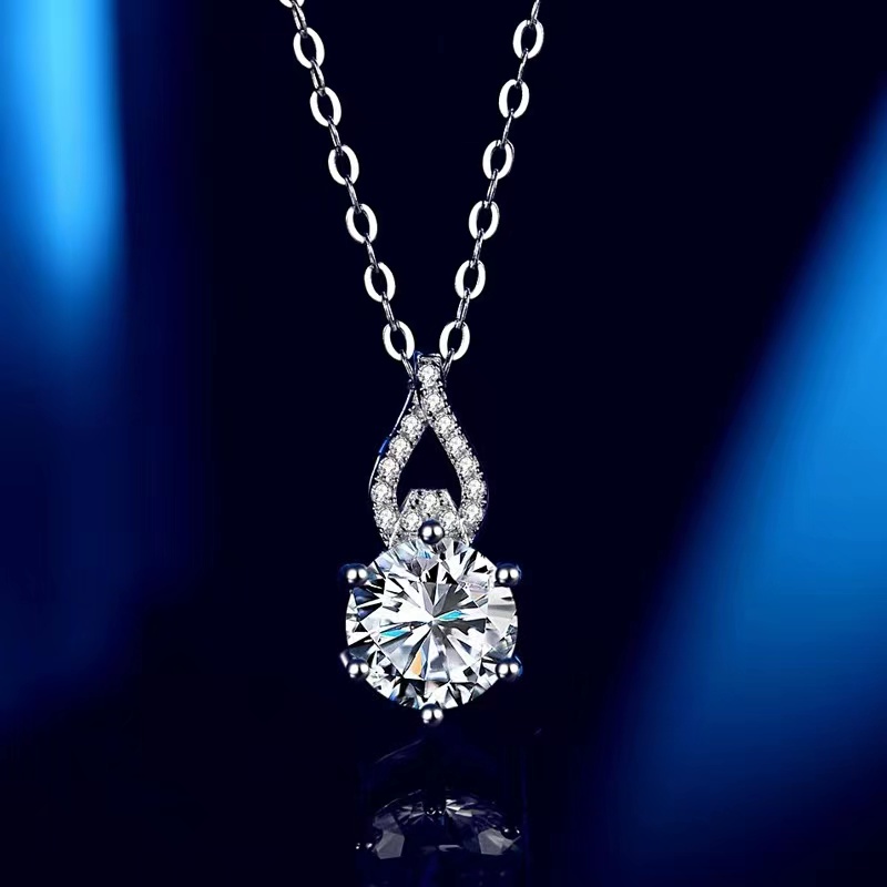 The six-prong synthetic gem necklace is custom made of quality that touches the heart